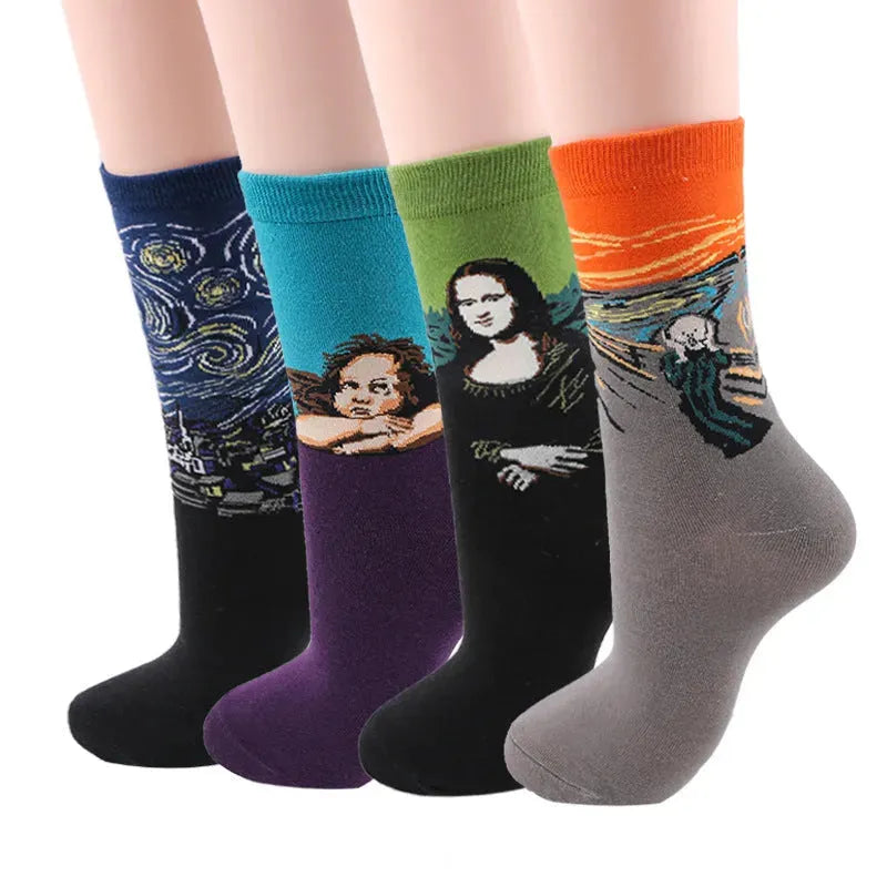 European And American Retro Abstract Art Van Gogh Oil Painting Socks - Bellarte Enchanté European And American Retro Abstract Art Van Gogh Oil Painting Socks